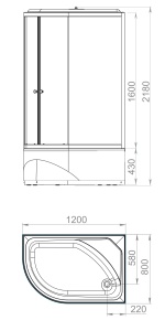 Душевая кабина Domani Spa Delight Slim high 128R с электрикой, высокий поддон 1200x800x2190 (бел. стенки, сатин. мат. стекла) DS01DS128RHWM10