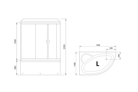 Душевая кабина RB 150ALP-C-CH (матовое) левая 150x100x225