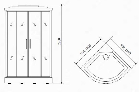 Душевая кабина Timo Standart Т-6609 Black 90х90х220
