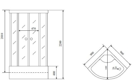 Душевая кабина Timo Standart Т-6690 Silver 90х90х220