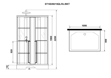 Душевая кабина Niagara Standart ST100/80/15QL/KL/BKT 100х80х225