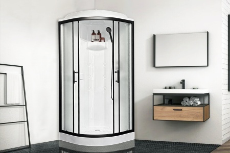 Душевая кабина Practic RB 90HK1-M-BL (матовое) 90х90х217 черный профиль 