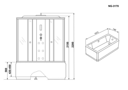 Душевая кабина Niagara Ultra NG-3170-01 170х75х220